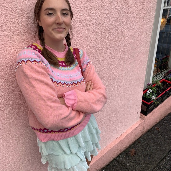 LoveShackFancy Pink Knit Sweater - Picture 4 of 4